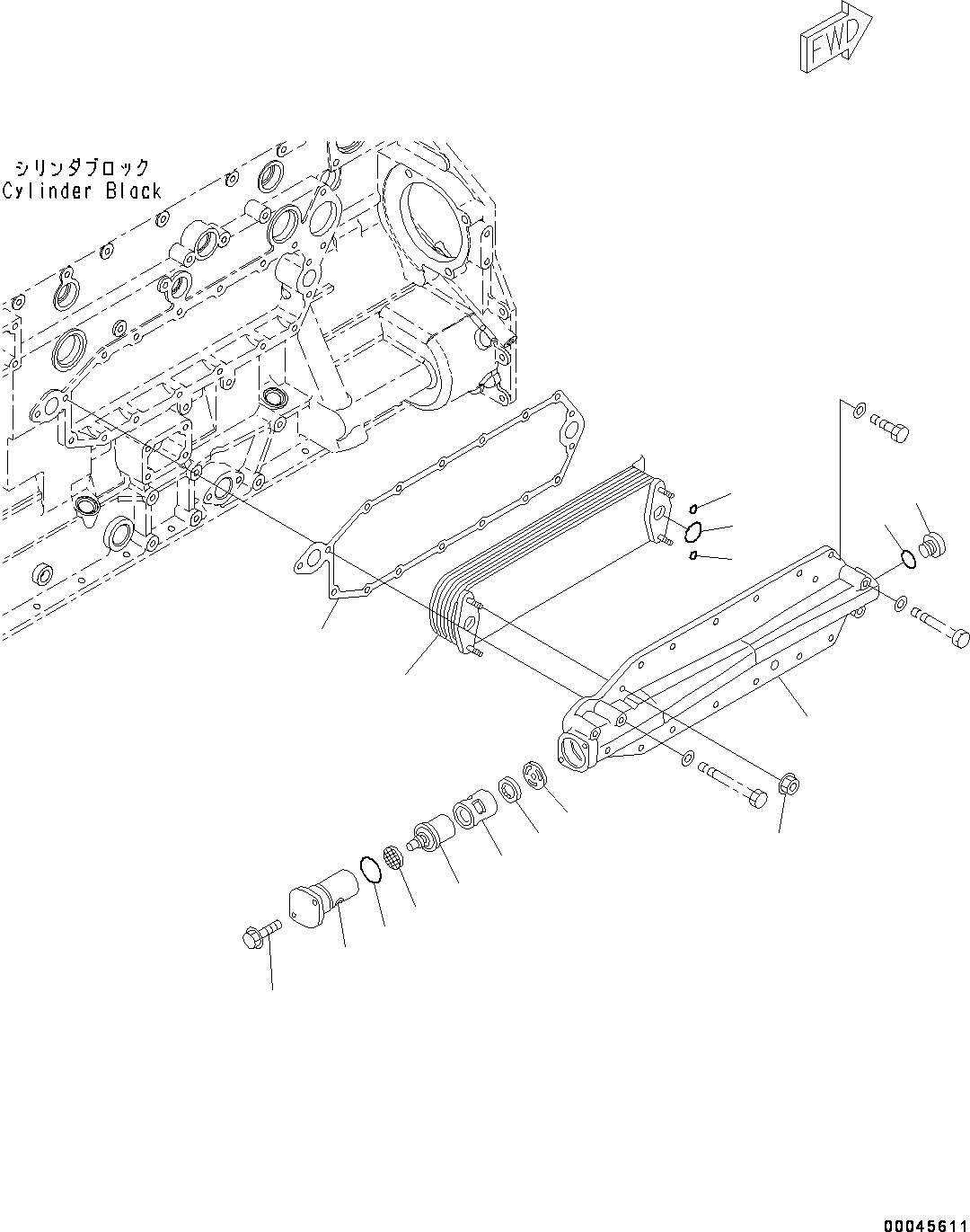 Схема запчастей Komatsu SAA6D125E-5J - ДВИГАТЕЛЬ МАСЛООХЛАДИТЕЛЬ (№9-) ДВИГАТЕЛЬ МАСЛООХЛАДИТЕЛЬ