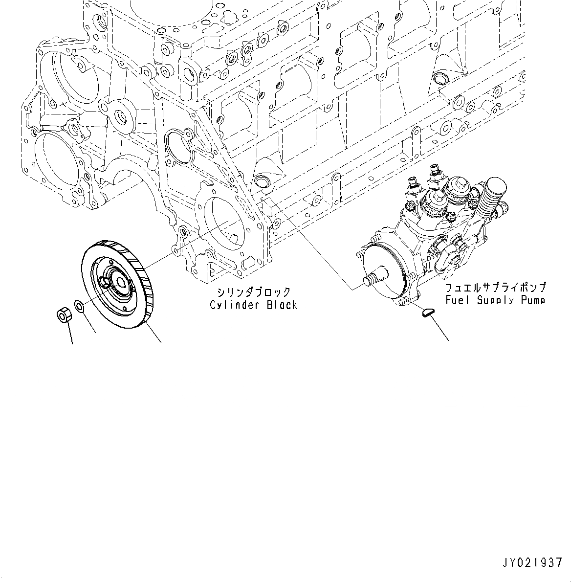 Схема запчастей Komatsu SAA6D125E-5J - ТОПЛИВН. НАСОС ПРИВОД (№9-) ТОПЛИВН. НАСОС ПРИВОД