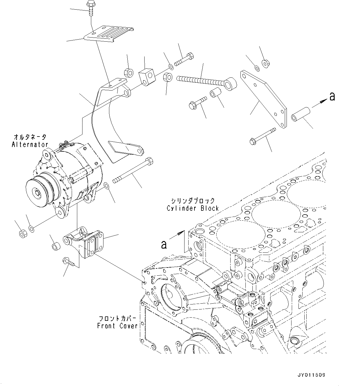 Схема запчастей Komatsu SAA6D125E-5J - ГЕНЕРАТОР, КРЕПЛЕНИЕ (№9-) ГЕНЕРАТОР, AMP.