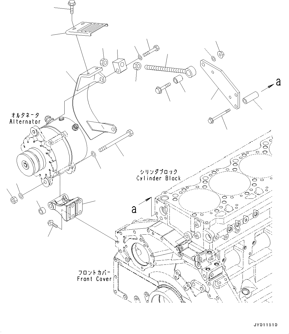 Схема запчастей Komatsu SAA6D125E-5J - ГЕНЕРАТОР, КРЕПЛЕНИЕ (№9-) ГЕНЕРАТОР, 7AMP.