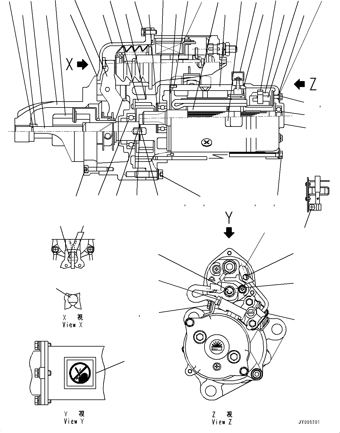 Схема запчастей Komatsu SAA6D125E-5J - СТАРТЕР, ВНУТР. ЧАСТИ (№9-) СТАРТЕР, 7.KW