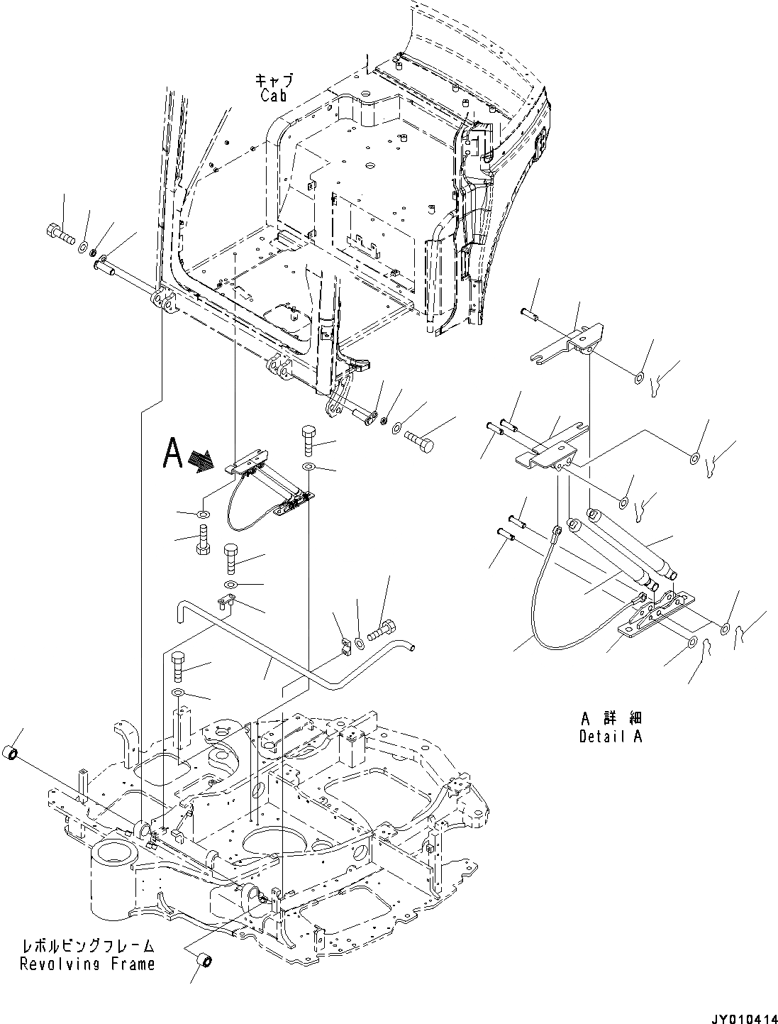 Схема запчастей Komatsu PC55MR-3 - КРЕПЛЕНИЕ ПОЛАING, GAS SPRINGS КОМПОНЕНТЫ (№-) КРЕПЛЕНИЕ ПОЛАING, ДЛЯ КАБИНЫ