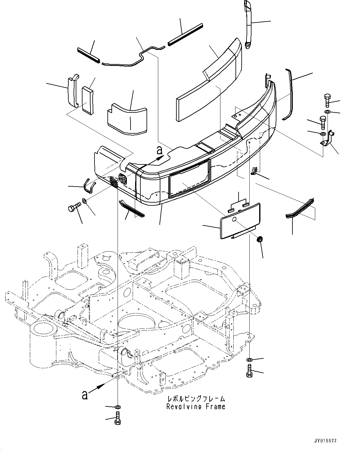 Схема запчастей Komatsu PC55MR-3 - ЛЕВ. КРЫШКА(№-) ЛЕВ. COVER, КРОМЕ ЯПОН.