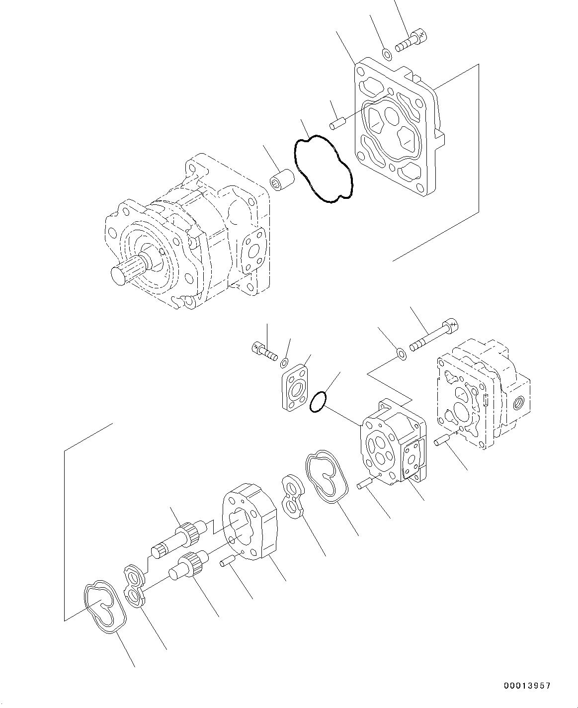 Схема запчастей Komatsu WA150-6 - ПЕРЕДАЧА, ВНУТР. ЧАСТИ, HST МОТОР (/) (№8-) ПЕРЕДАЧА, БЕЗ КРЫШКА МАСЛОНАЛИВНОГО ПАТРУБКА БЛОКИРОВКА И КРЫШКИБЛОКИР.