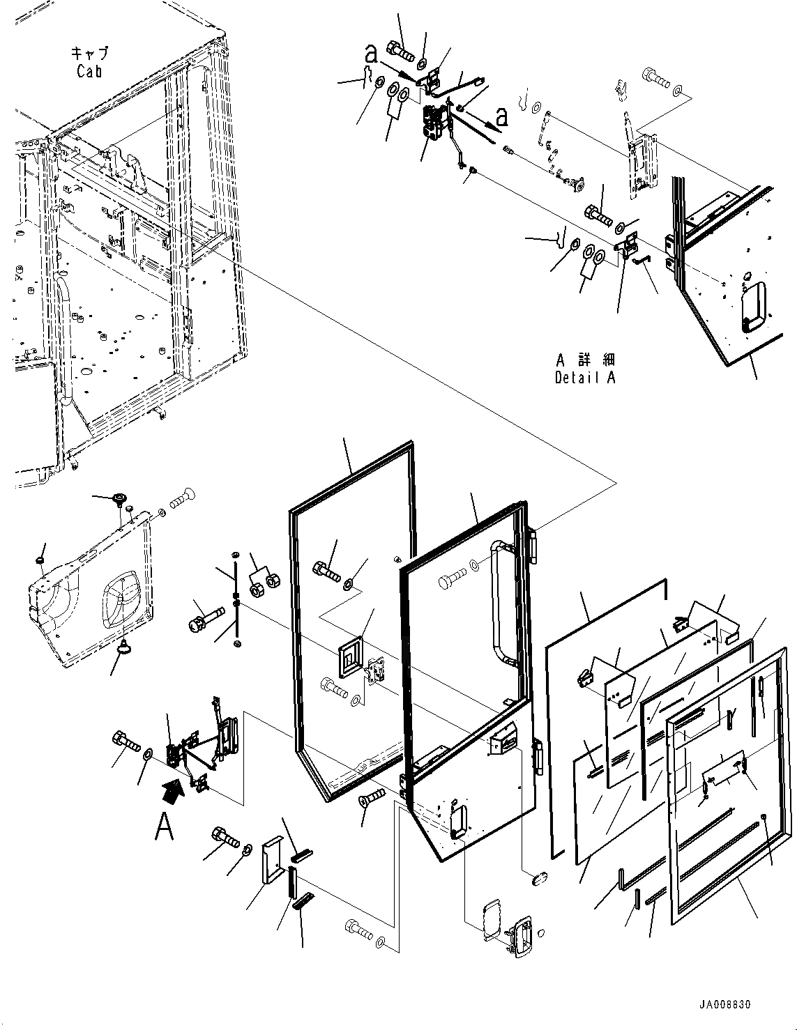 Схема запчастей Komatsu WA150-6 - КАБИНА И КАБИНА ПОЛ ГРУППА, ДВЕРЬ И LATCH, ЛЕВ. (/) (№8-) КАБИНА И КАБИНА ПОЛ ГРУППА, С VOLT POWER ВЫПУСКН.