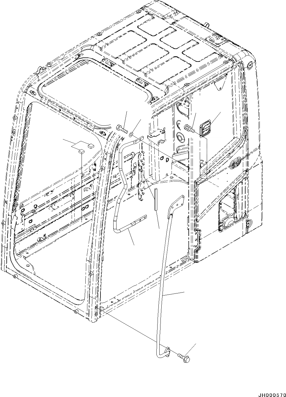 Схема запчастей Komatsu PC190LC-8 - КАБИНА, -АКТУАТОР, PRESSURE КЛАПАН И РУЧКА КАБИНА, -АКТУАТОР