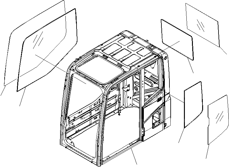 Схема запчастей Komatsu PC190NLC-8 - КАБИНА, -АКТУАТОР, КАБИНА И ОКНА КАБИНА, -АКТУАТОР