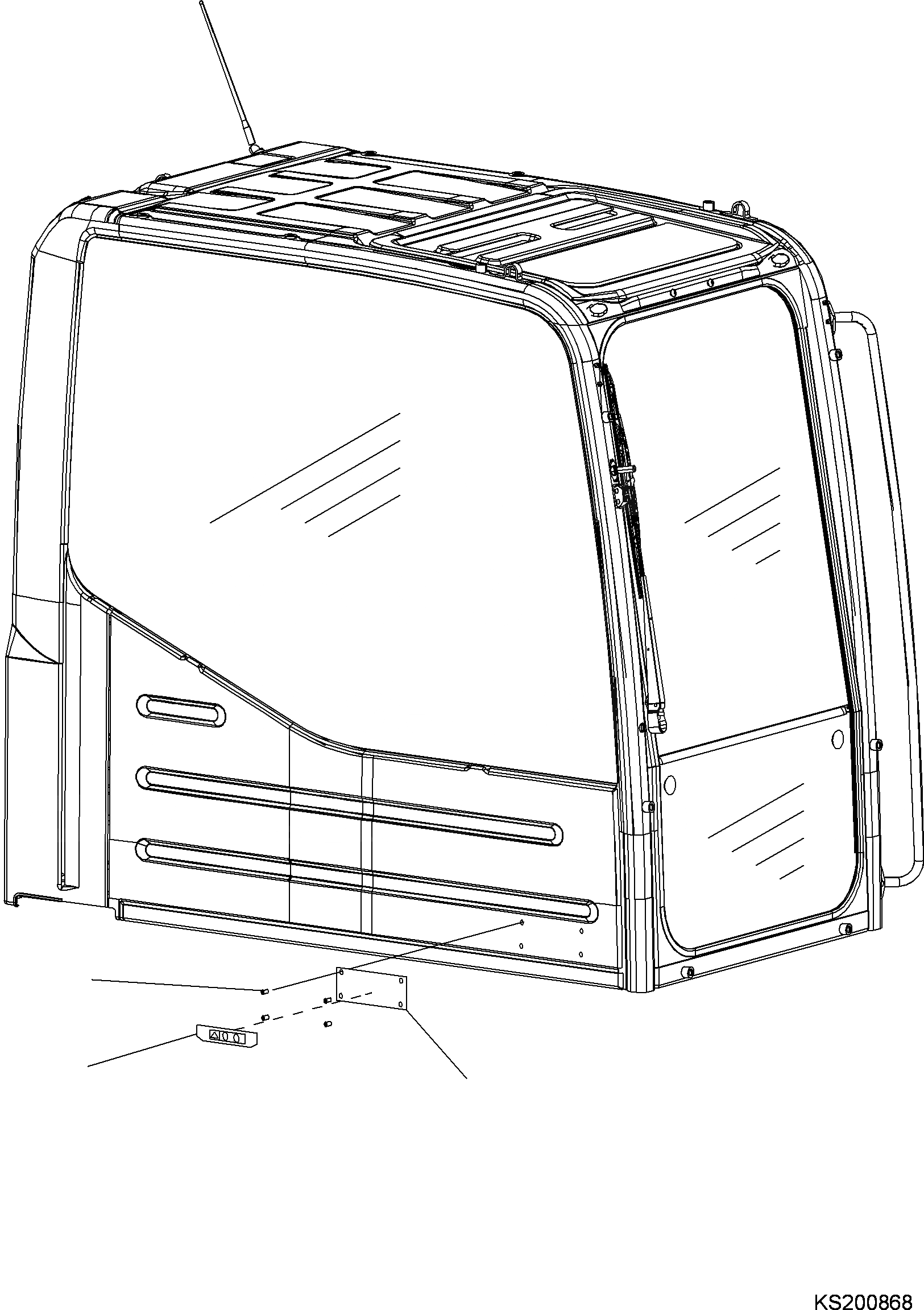 Схема запчастей Komatsu PC190NLC-8 - КАБИНА, -АКТУАТОР, ROPS ПЛАСТИНА [K-] КАБИНА, -АКТУАТОР