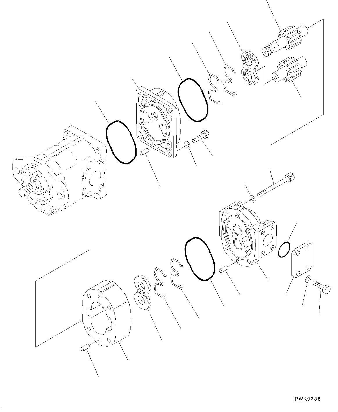 Схема запчастей Komatsu D65EX-16 - СИЛОВАЯ ПЕРЕДАЧА, ПРИВОД НАСОС, SAL () + (/) (№8-) СИЛОВАЯ ПЕРЕДАЧА