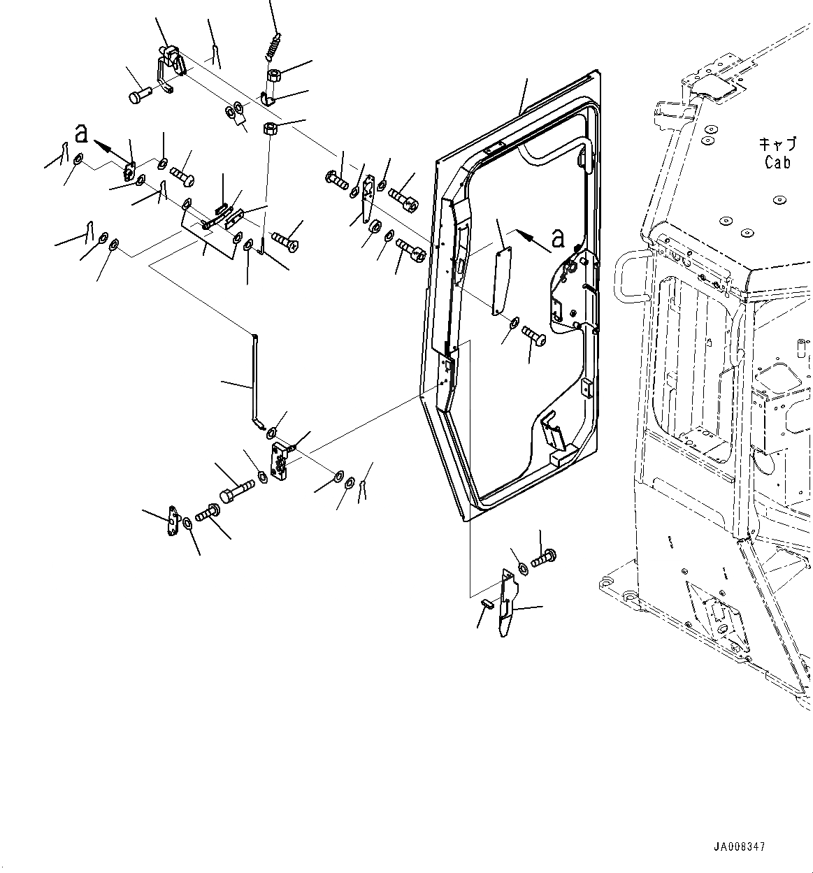 Схема запчастей Komatsu D65EX-16 - КАБИНА ROPS, ДВЕРЬ И LATCH, ПРАВ. (№8-8979) КАБИНА ROPS, С AM-FM STEREO РАДИО, CASSETTE, СЕВ. АМЕРИКА, KOMTRAX, ORBCOMM