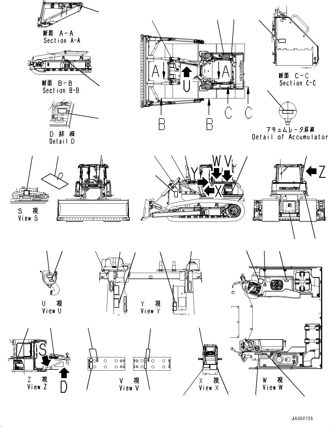 Схема запчастей Komatsu D65EX-16 - МАРКИРОВКА (№8-) МАРКИРОВКА, АНГЛ., TEXT ТИП, С ПОВОРОТН. ОТВАЛ С ИЗМ. УГЛОМ DOZER