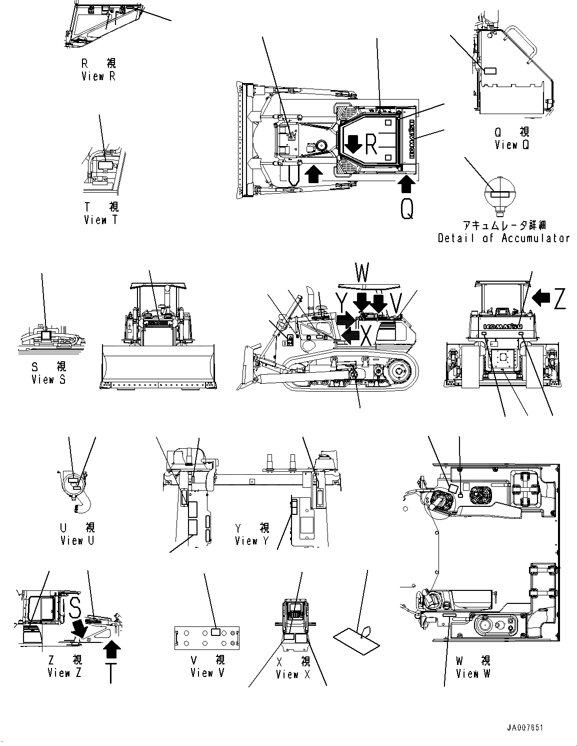 Схема запчастей Komatsu D65EX-16 - МАРКИРОВКА (№8-) МАРКИРОВКА, АНГЛ., С FRP НАВЕС