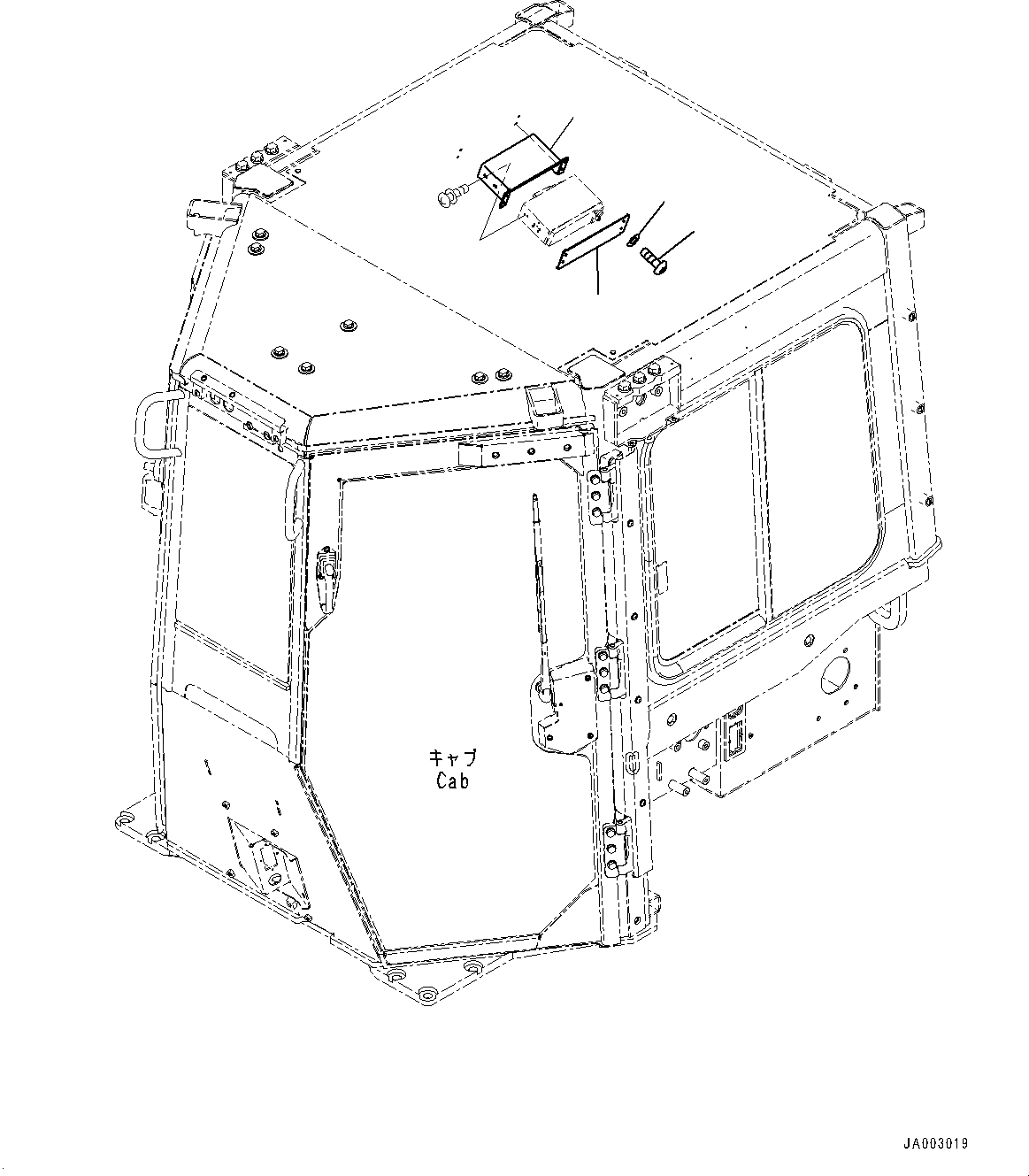 Схема запчастей Komatsu D65PX-16 - КАБИНА ROPS, КРЫШКА(№8-) КАБИНА ROPS, С РАДИО, KOMTRAX, GPRS