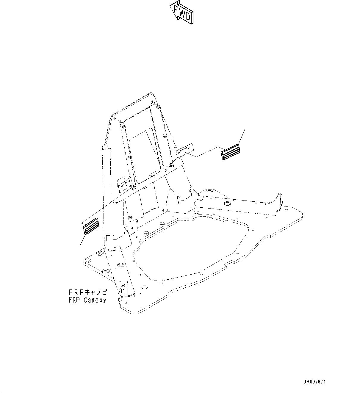 Схема запчастей Komatsu D65PX-16 - ПОЛ, КРЫШКА (№8-) ПОЛ, С FRP НАВЕС