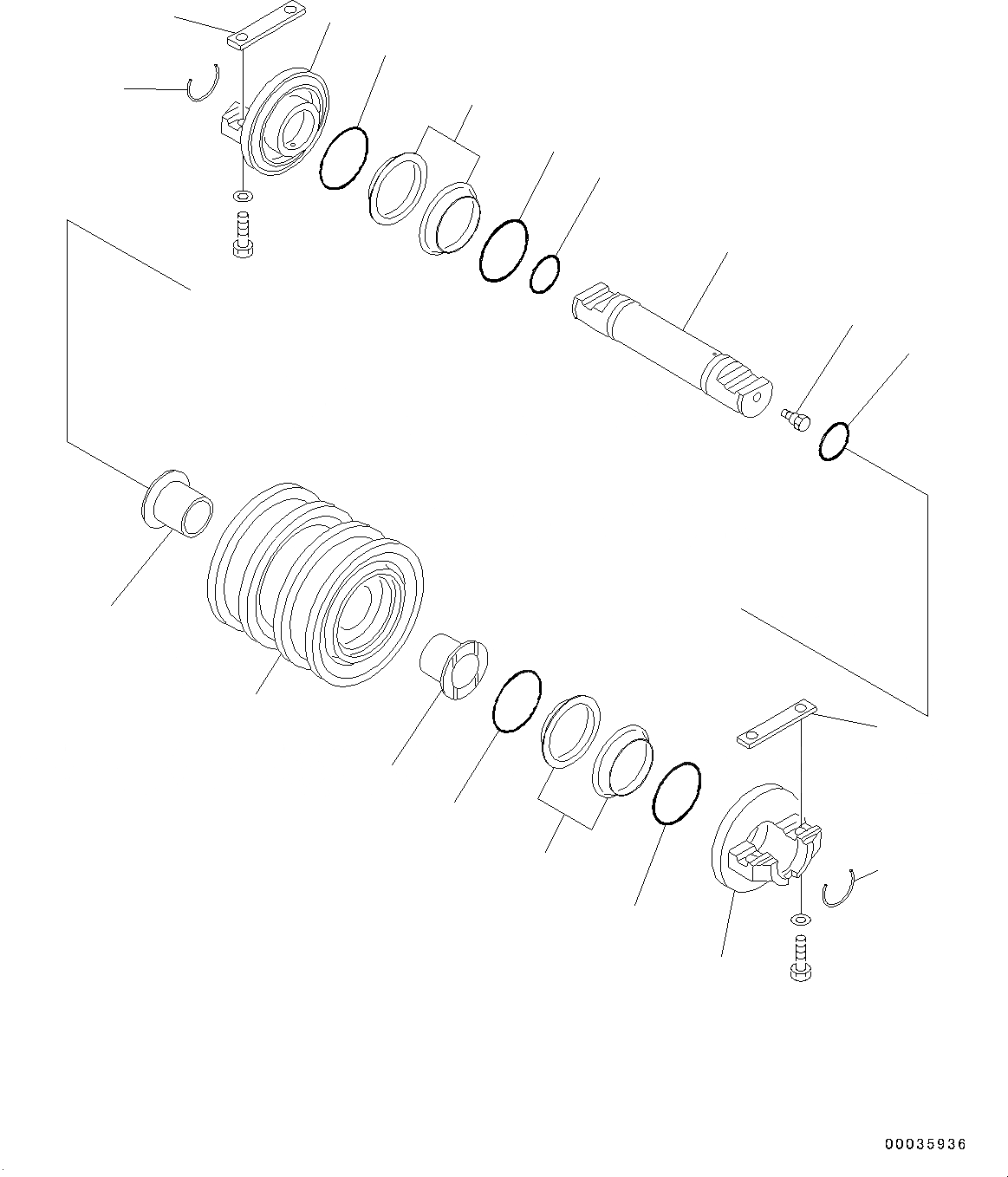 Схема запчастей Komatsu D65PX-16 - ОПОРНЫЙ КАТОК, ДВОЙН. РОЛИК (№8-) ОПОРНЫЙ КАТОК, ДЛЯ ХОЛОДН. AREA СПЕЦ-ЯIFICATION B (- DEG C) ДЛЯ РОССИЯ