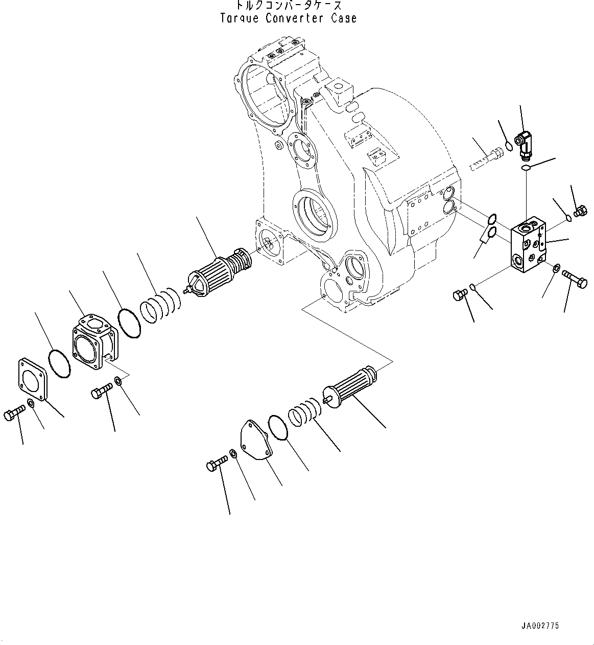 Схема запчастей Komatsu D65WX-16 - СИЛОВАЯ ПЕРЕДАЧА, ФИЛЬТР (№8-) СИЛОВАЯ ПЕРЕДАЧА, С ПОВОРОТН. ОТВАЛ С ИЗМ. УГЛОМ DOZER