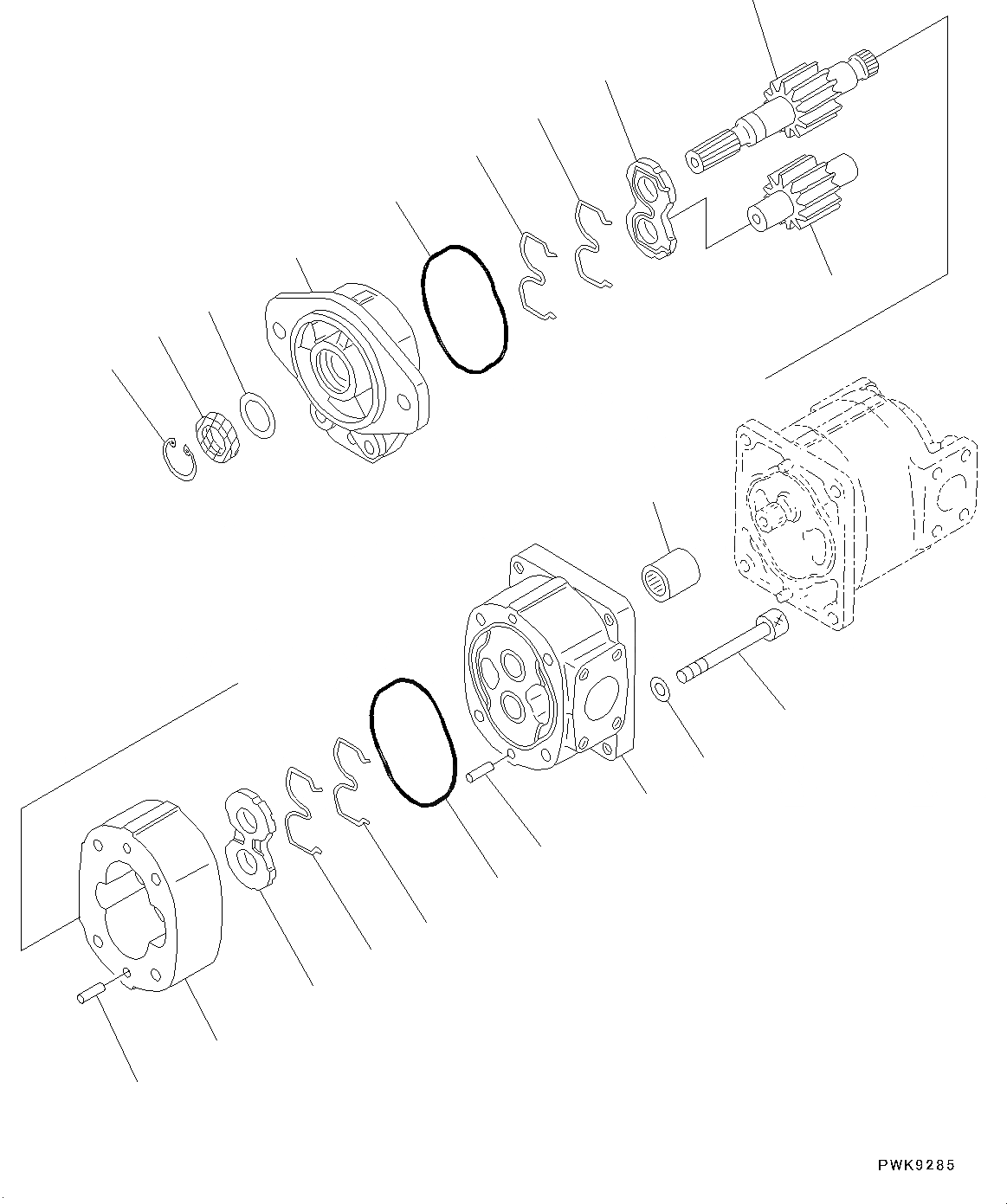 Схема запчастей Komatsu D65WX-16 - СИЛОВАЯ ПЕРЕДАЧА, ПРИВОД НАСОС, SAL () + (/) (№8-) СИЛОВАЯ ПЕРЕДАЧА, С ПОВОРОТН. ОТВАЛ С ИЗМ. УГЛОМ DOZER