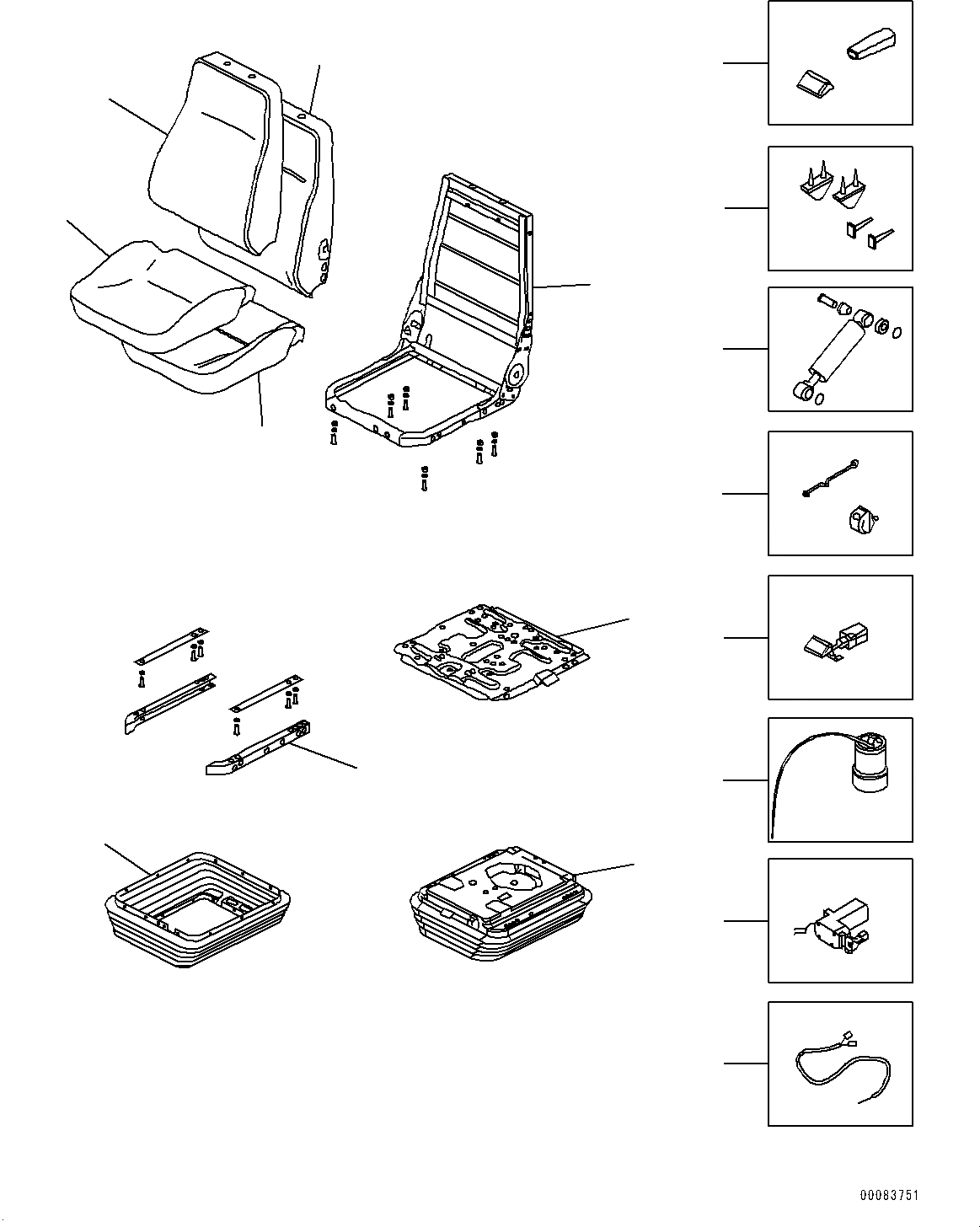Схема запчастей Komatsu D65WX-16 - СИДЕНЬЕ ОПЕРАТОРА, ВНУТР. ЧАСТИ, СИДЕНЬЕ ОПЕРАТОРА (№8-) СИДЕНЬЕ ОПЕРАТОРА, PROVISION ДЛЯ ВОЗД. С ВОЗД. ПОДВЕСКОЙ, ТКАНЬ, TURN ТИП, HEADREST, KAB