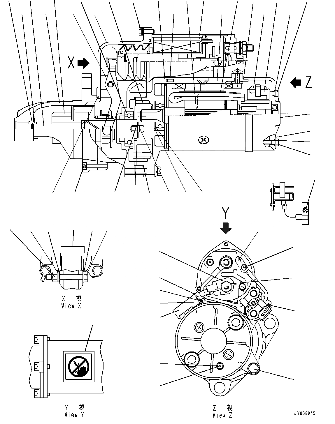 Схема запчастей Komatsu SAA6D114E-3E - СТАРТЕР (№88-) СТАРТЕР, KW