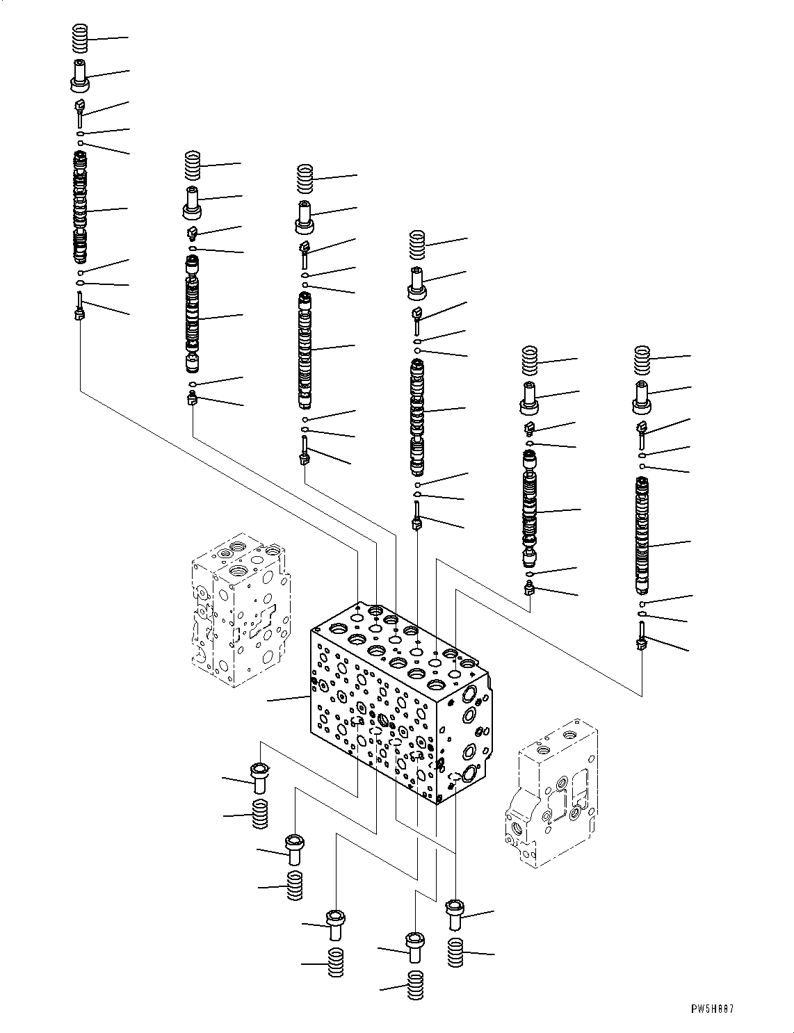 Схема запчастей Komatsu PC300-8 - ОСНОВН. УПРАВЛЯЮЩ. КЛАПАН ВНУТР. ЧАСТИ (/) (№C-) ОСНОВН. УПРАВЛЯЮЩ. КЛАПАН