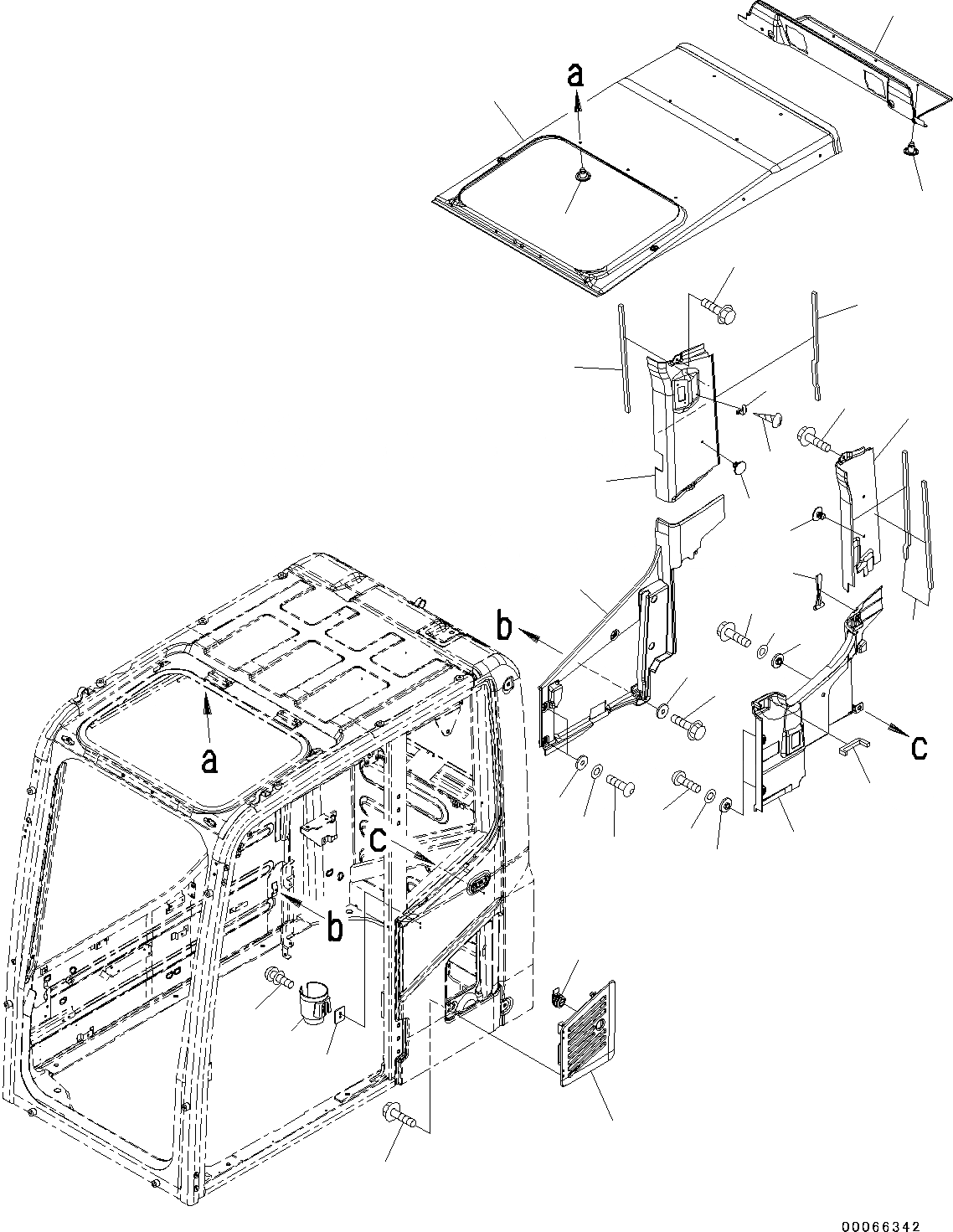 Схема запчастей Komatsu PC130-8 - КАБИНА, ДЛЯ KAL(№C-) КАБИНА, ДЛЯ KAL