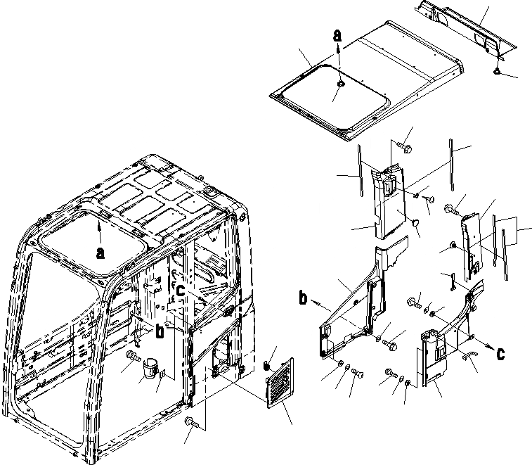 Схема запчастей Komatsu PC130-8 - КАБИНА, С МАСТЕР КЛЮЧ(№C-) КАБИНА, С МАСТЕР КЛЮЧ