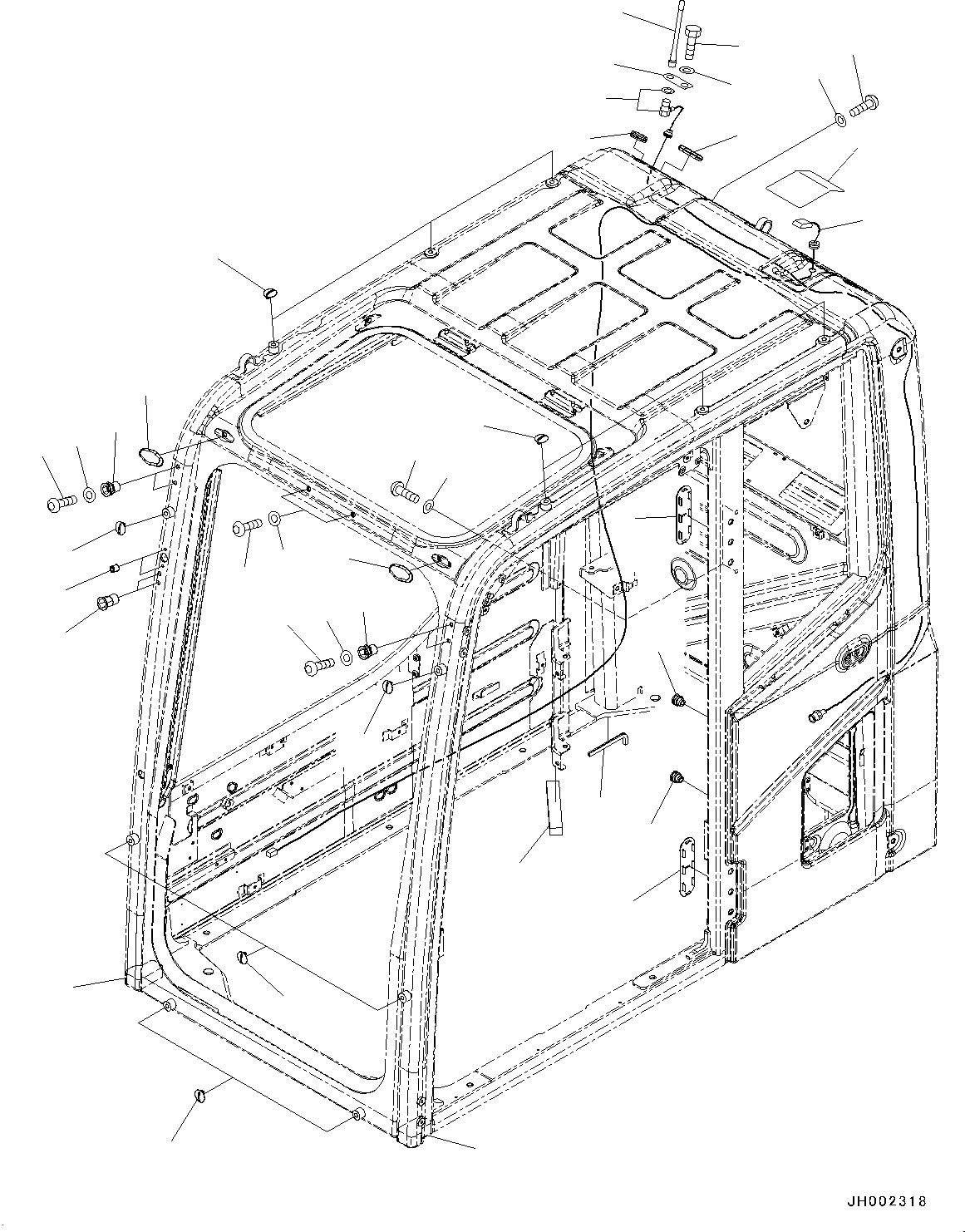 Схема запчастей Komatsu PC130-8 - КАБИНА, -АКТУАТОР(№C-) КАБИНА, -АКТУАТОР