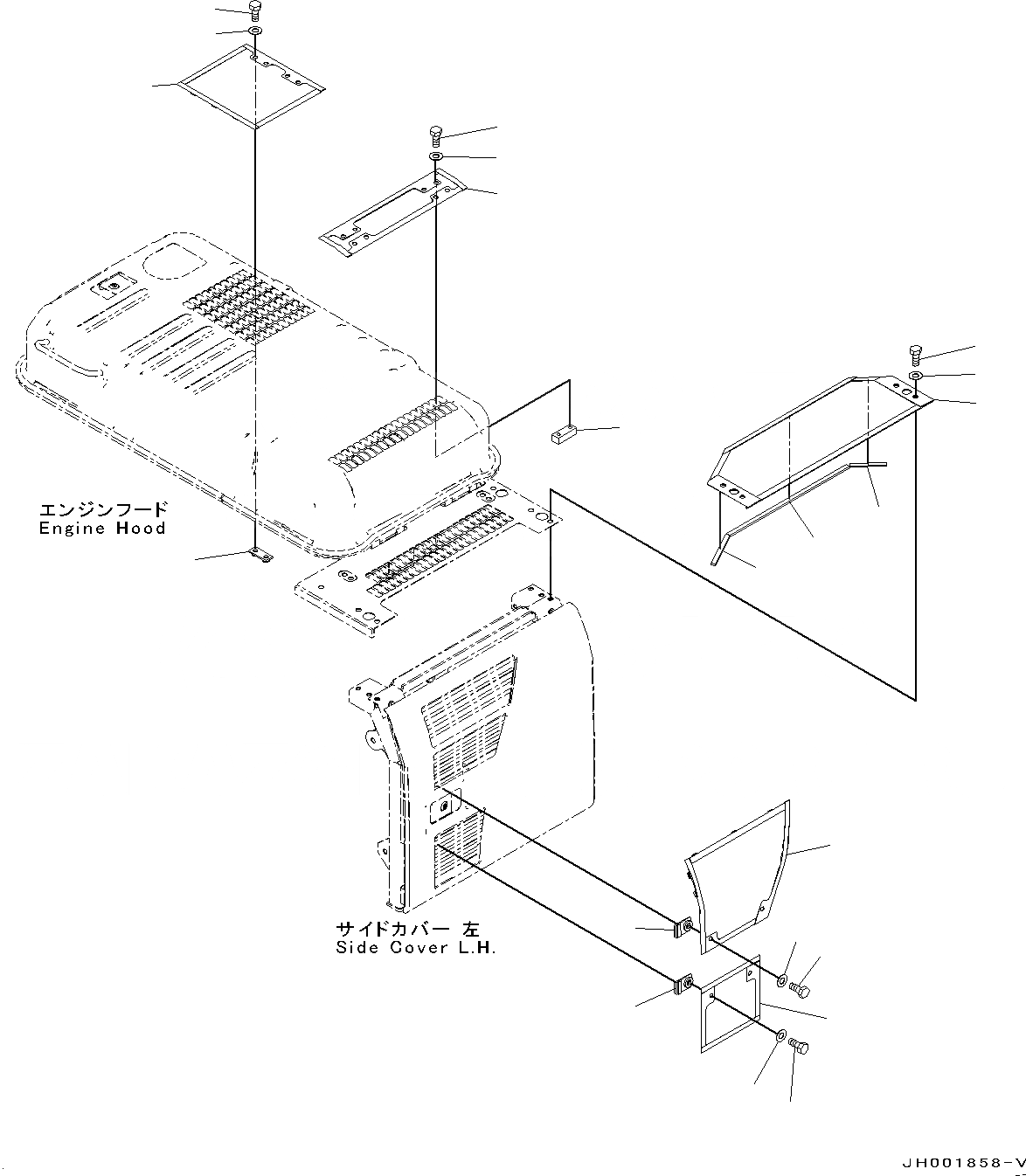 Схема запчастей Komatsu PC130-8 - КАПОТ, С DUSTЗАЩИТА NET(№C-) КАПОТ, С DUSTЗАЩИТА NET