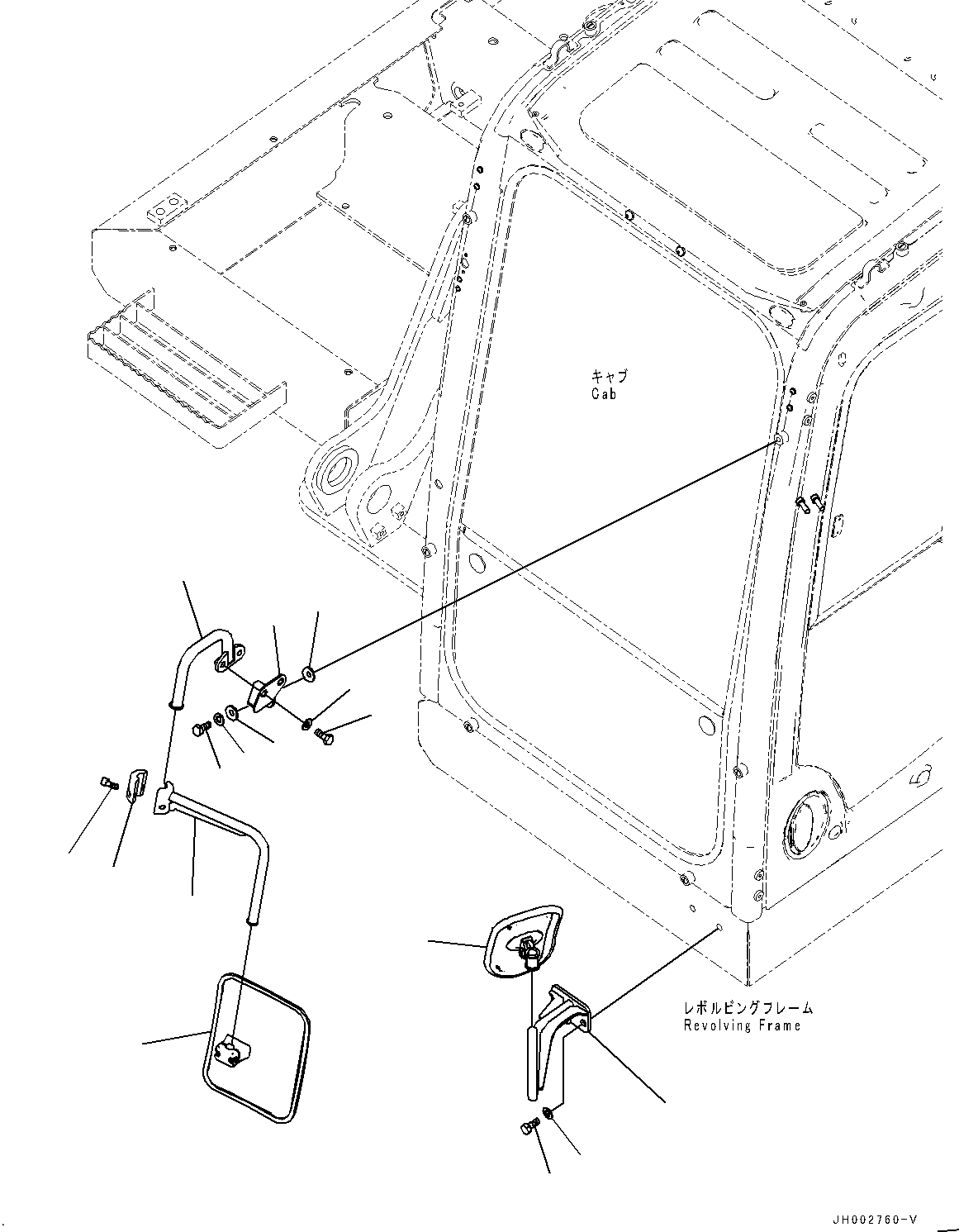 Схема запчастей Komatsu PC130-8 - ЗАДН. VIEW MIRROR, LHS, ДЛЯ KAL(№C-) ЗАДН. VIEW MIRROR, LHS, ДЛЯ KAL