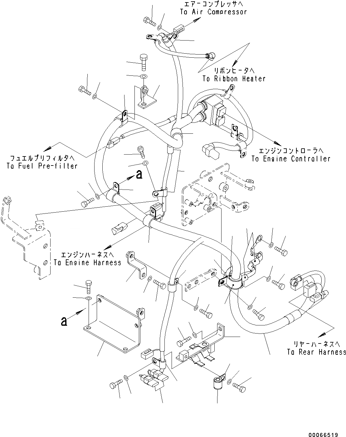 Схема запчастей Komatsu WA200-6 - Э/ПРОВОДКА ДВИГАТЕЛЯ WIRE Э/ПРОВОДКА (№C-) Э/ПРОВОДКА ДВИГАТЕЛЯ