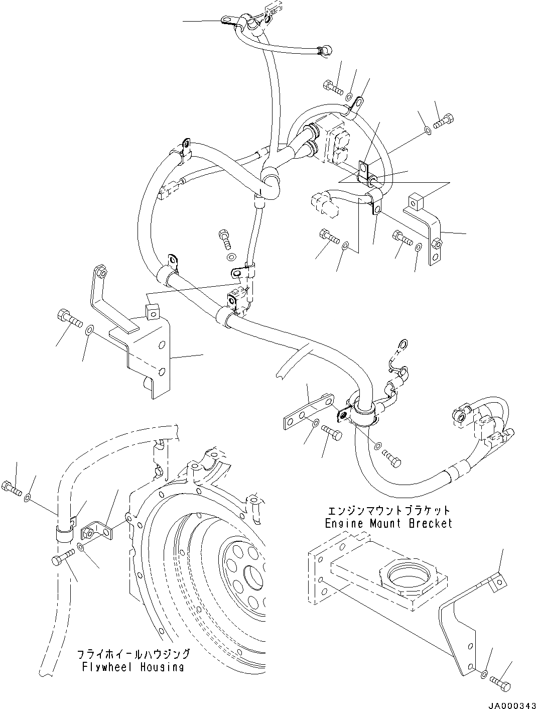 Схема запчастей Komatsu WA200-6 - Э/ПРОВОДКА ДВИГАТЕЛЯ КОРПУС (№C-) Э/ПРОВОДКА ДВИГАТЕЛЯ