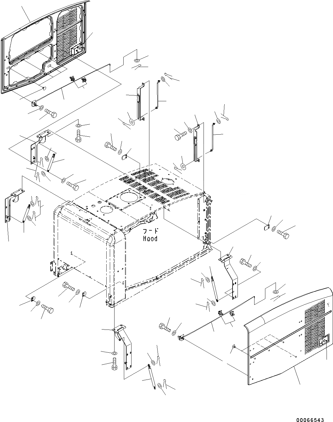 Схема запчастей Komatsu WA200-6 - КАПОТ ДВЕРЬ (№C-) КАПОТ