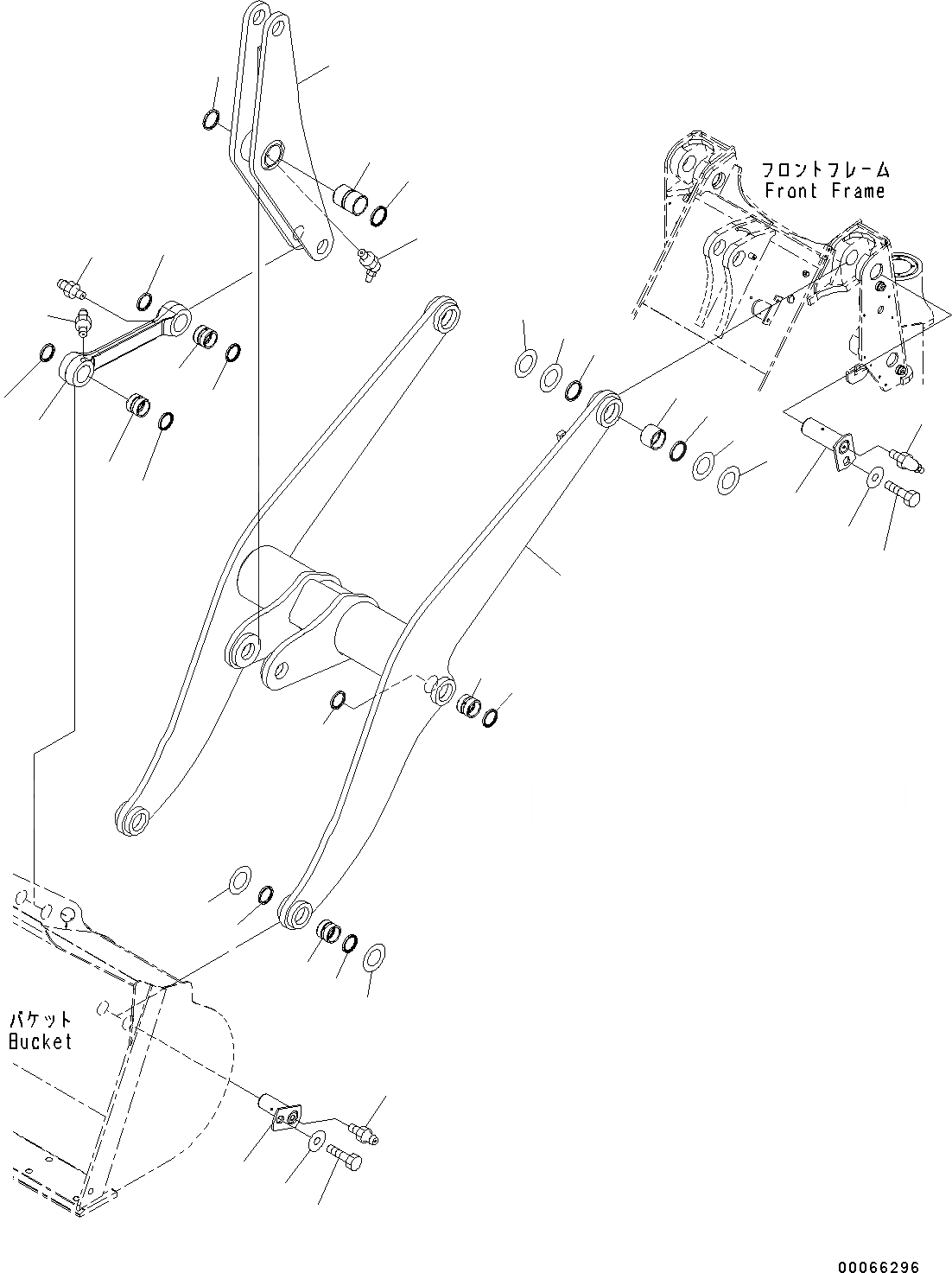 Схема запчастей Komatsu WA200-6 - СТРЕЛА И BELL CRANK СТРЕЛА (№C-) СТРЕЛА И BELL CRANK