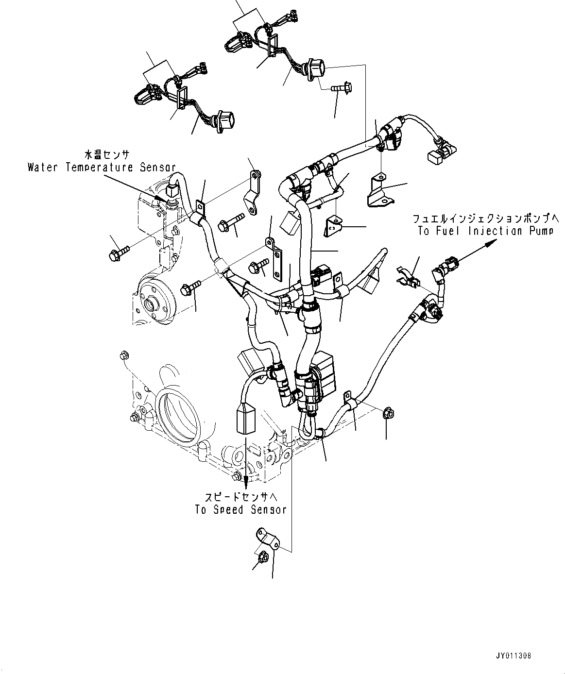 Схема запчастей Komatsu SAA4D107E-1D - WIRE Э/ПРОВОДКА (№77-) WIRE Э/ПРОВОДКА