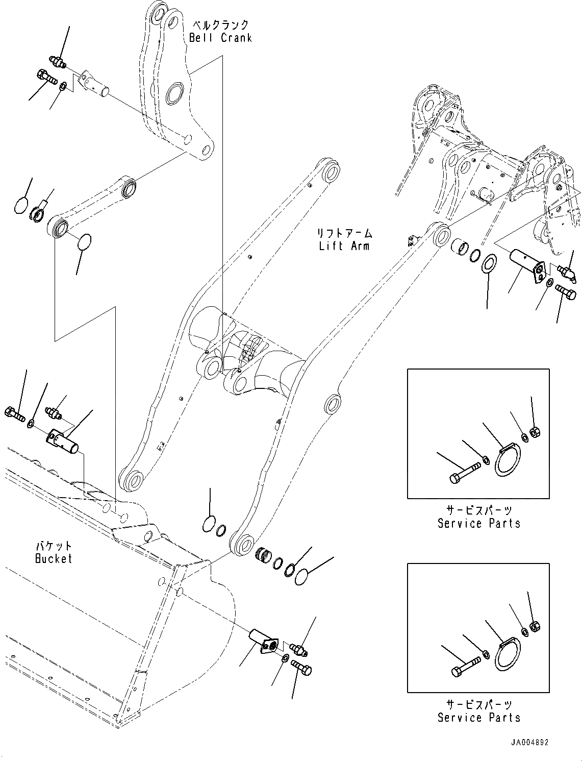 Схема запчастей Komatsu WA320-6 - РУКОЯТЬ И BELL CRANK, КРЕПЛЕНИЕ (№7-) РУКОЯТЬ И BELL CRANK, ДЛЯ ВЫСОК. ПОДЪЕМА РУКОЯТЬ