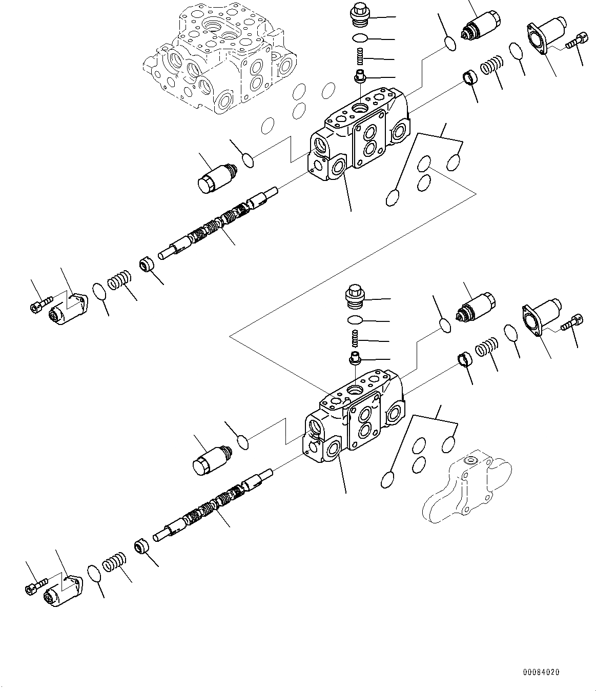 Схема запчастей Komatsu WA320-6 - ГИДРАВЛ УПРАВЛЯЮЩ. КЛАПАН, ВНУТР. ЧАСТИ (/) (№79-) ГИДРАВЛ УПРАВЛЯЮЩ. КЛАПАН, 4-Х СЕКЦИОНН. КЛАПАН ARRANGEMENT, С MULTI-COUPLER