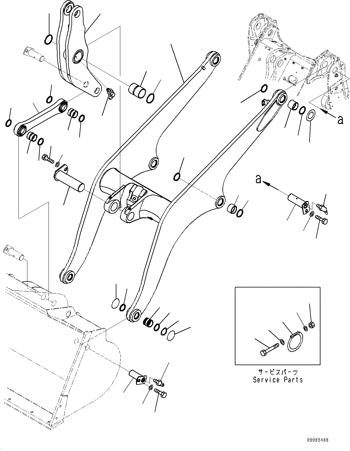 Схема запчастей Komatsu WA320-6 - РУКОЯТЬ И BELL CRANK, СТРЕЛА, BELL CRANK И СОЕДИНИТЕЛЬН. ЗВЕНО (№79-797) РУКОЯТЬ И BELL CRANK, ДЛЯ ВЫСОК. ПОДЪЕМА