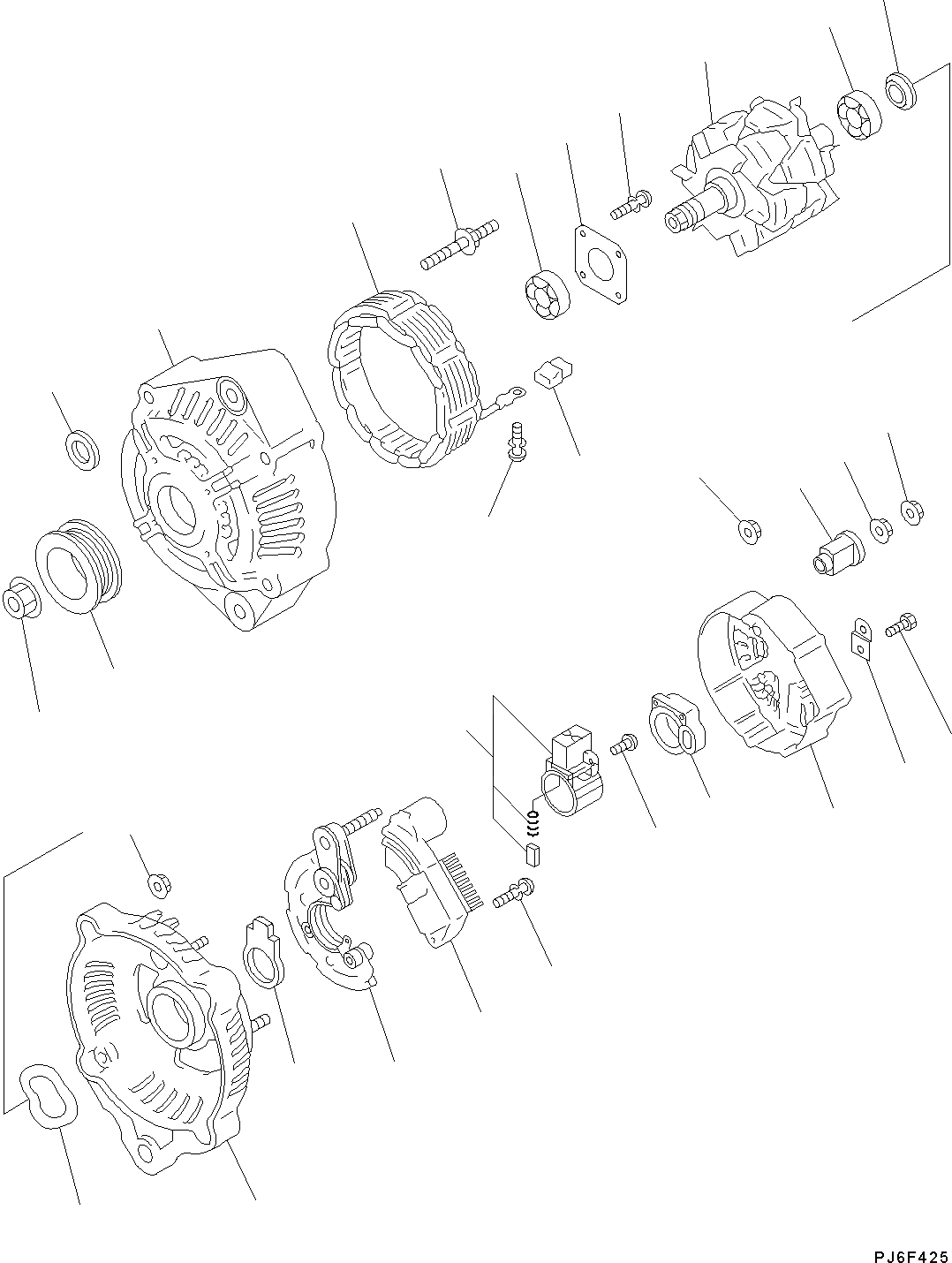 Схема запчастей Komatsu SAA6D107E-1J - ГЕНЕРАТОР, AMP., ВНУТР. ЧАСТИ ГЕНЕРАТОР, AMP.