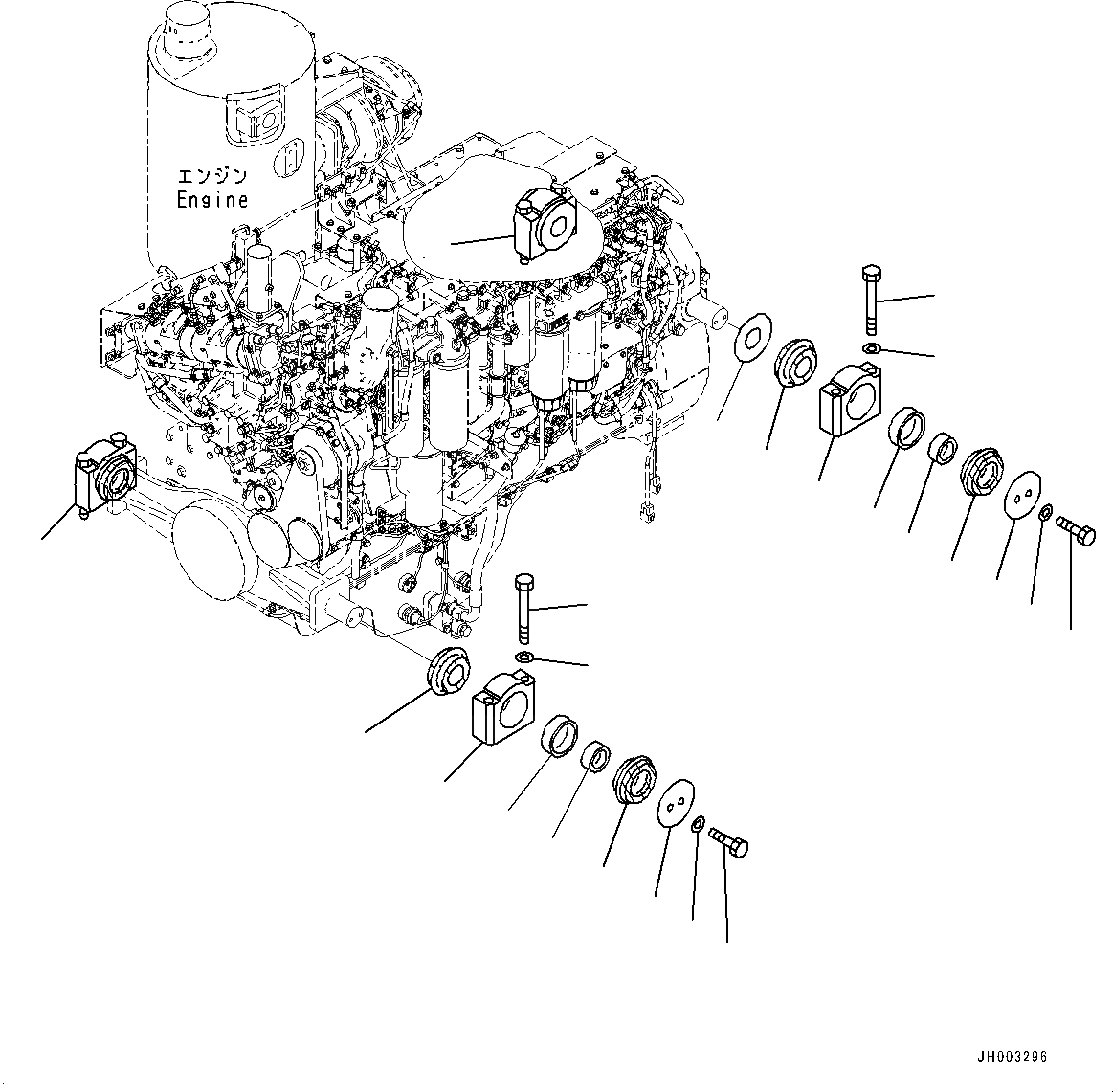 Схема запчастей Komatsu D375A-6 - КРЕПЛЕНИЕ ДВИГАТЕЛЯ (№-) КРЕПЛЕНИЕ ДВИГАТЕЛЯ