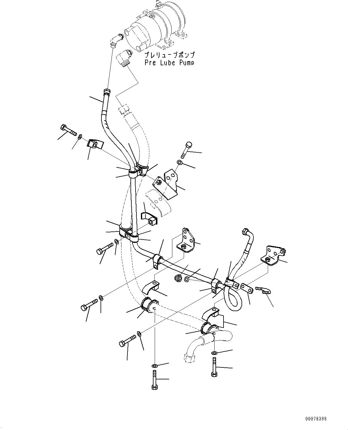 Схема запчастей Komatsu D375A-6 - ДВИГАТЕЛЬ PRE-СМАЗКА БЛОК, ТРУБЫ И ШЛАНГИ (№-) ДВИГАТЕЛЬ PRE-СМАЗКА БЛОК