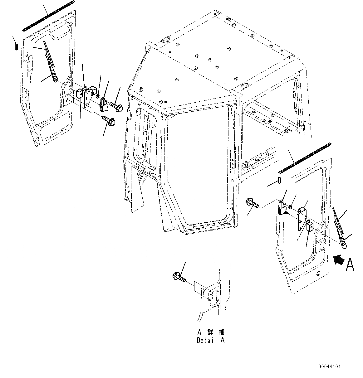 Схема запчастей Komatsu D375A-6 - КАБИНА, ДВОРНИКИ ДВЕРИ (№-) КАБИНА, MSHA DUST REGULATION ARRANGEMENT, С AM-FM STEREO РАДИО, CASSETTE, СЕВ. АМЕРИКА