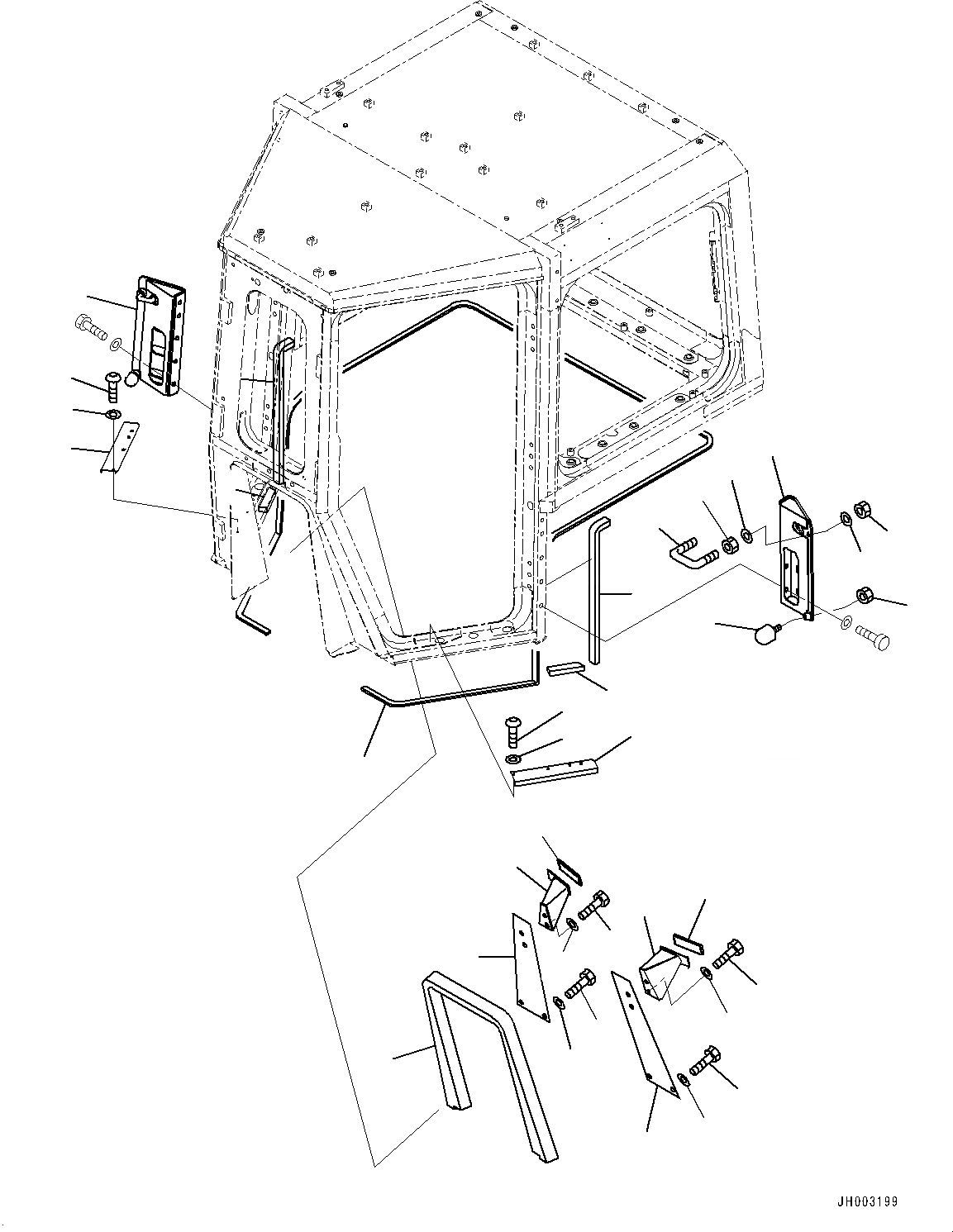 Схема запчастей Komatsu D375A-6 - КАБИНА, ЧАСТИ ОБШИВКИ (/) (№-) КАБИНА, MSHA DUST REGULATION ARRANGEMENT