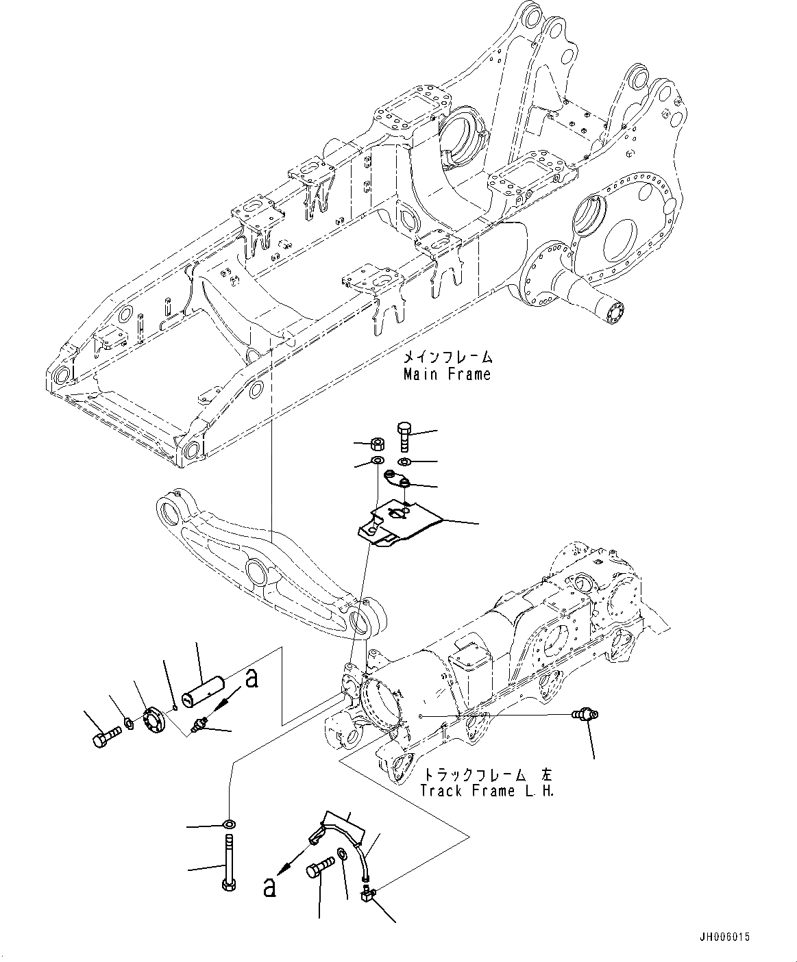 Схема запчастей Komatsu D375A-6 - ГУСЕНИЧНАЯ РАМА, БАЛКА БАЛАНСИРА СМАЗКА, ЛЕВ. (№-) ГУСЕНИЧНАЯ РАМА, С ПОЛН. LENGTH ЗАЩИТА ОПОРНЫХ КАТКОВ, ДЛЯ УДЛИНН. ГУСЕНИЧНАЯ РАМА, ОТВАЛ С ДВОЙН. ПЕРЕКОСОМ