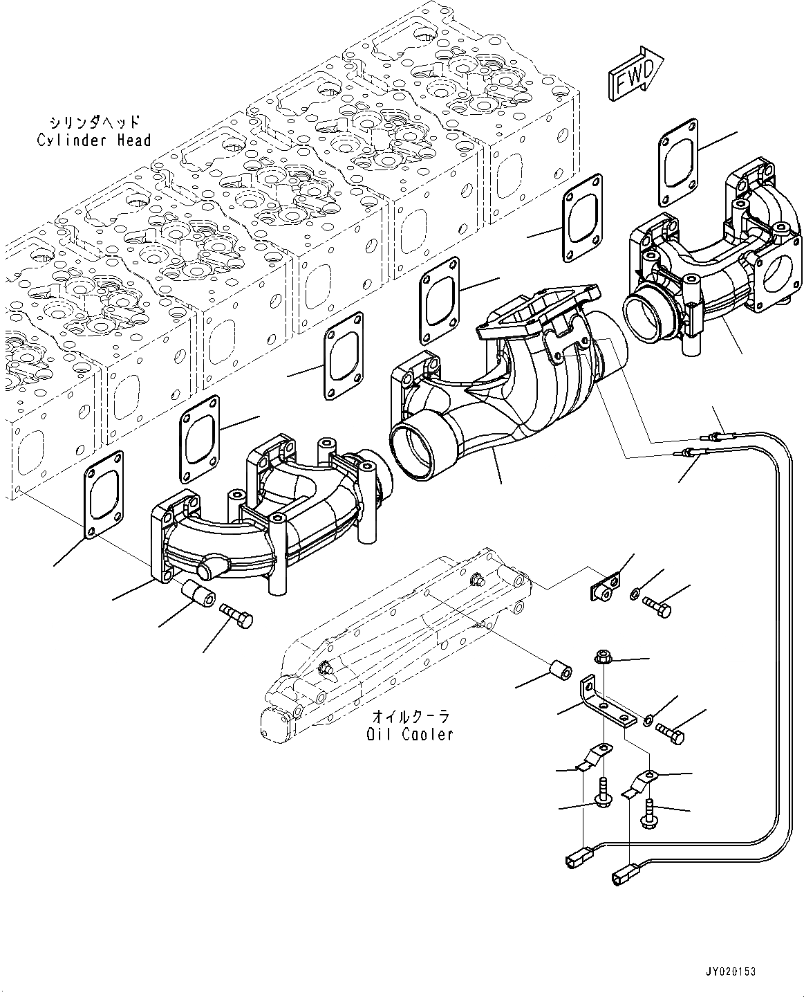 Схема запчастей Komatsu SAA6D170E-5E - ВЫПУСКНОЙ КОЛЛЕКТОР (№-) ВЫПУСКНОЙ КОЛЛЕКТОР, VHMS БЕЗ ORB И БЕЗ CGC