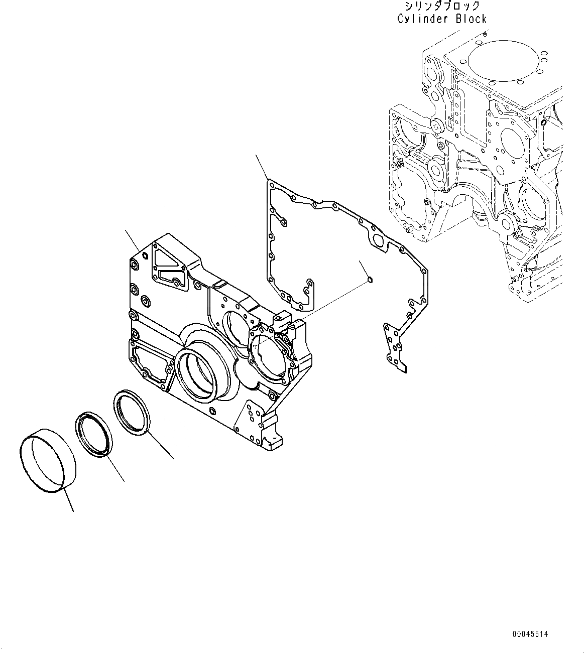 Схема запчастей Komatsu SAA6D170E-5E - ПЕРЕДН. КРЫШКА(№7-) ПЕРЕДН. COVER