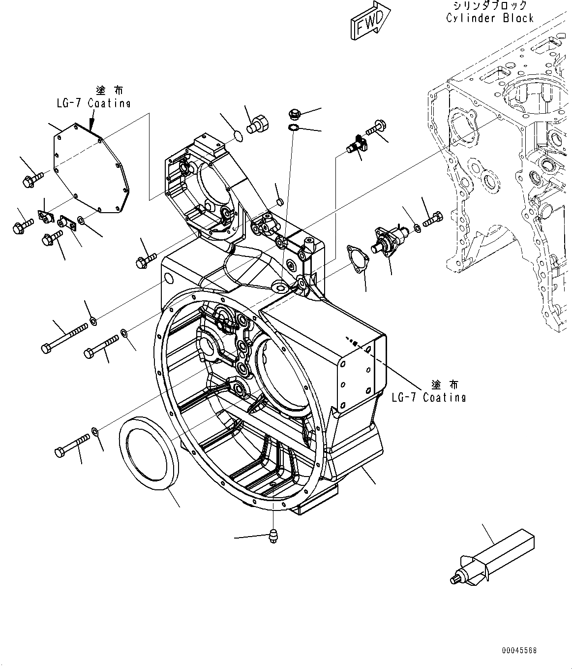 Схема запчастей Komatsu SAA6D170E-5E - КАРТЕР МАХОВИКА, (№7-89) КАРТЕР МАХОВИКА