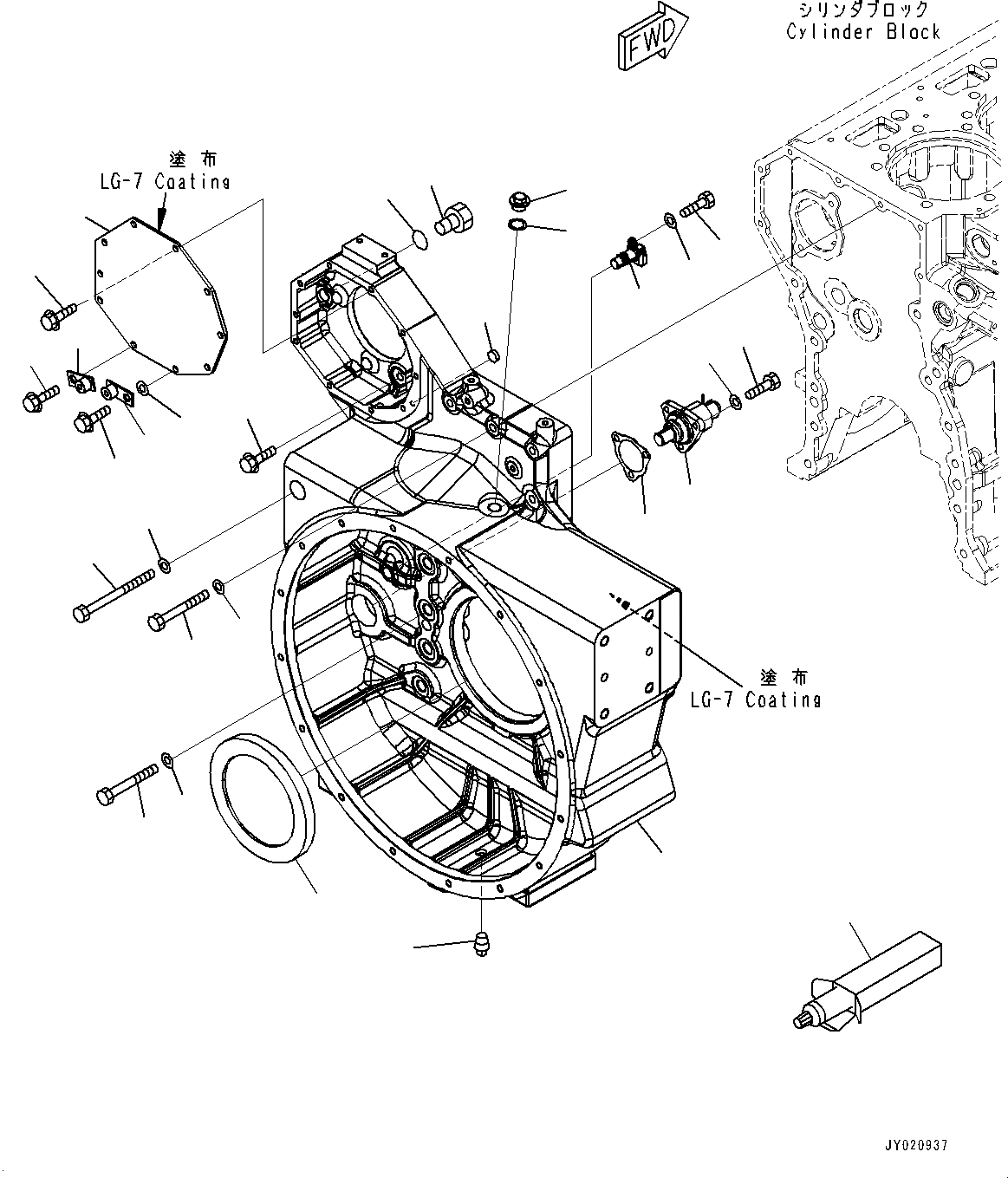 Схема запчастей Komatsu SAA6D170E-5E - КАРТЕР МАХОВИКА, (№9-) КАРТЕР МАХОВИКА