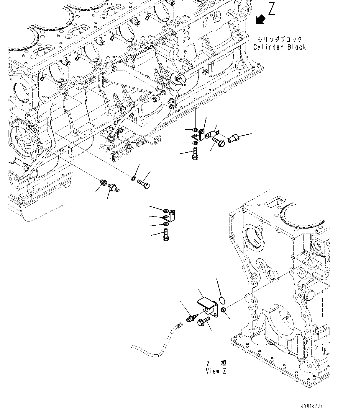 Схема запчастей Komatsu SAA6D170E-5E - ЭЛЕМЕНТЫ БЛОКА ЦИЛИНДРОВ, (/) (№7-) ЭЛЕМЕНТЫ БЛОКА ЦИЛИНДРОВ, ДВИГАТЕЛЬ PRE-СМАЗКА СИСТЕМА, ДЛЯ ПОДДОН ДВИГ-ЛЯ И ПОДОГРЕВАТЕЛЬ ХЛАДАГЕНТА