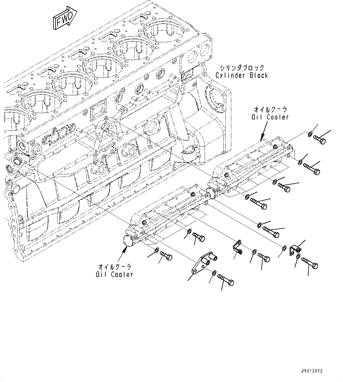 Схема запчастей Komatsu SAA6D170E-5E - ДВИГАТЕЛЬ МАСЛООХЛАДИТЕЛЬ КОМПОНЕНТЫ, ЭЛЕМЕНТЫ КРЕПЛЕНИЯ (№7-) ДВИГАТЕЛЬ МАСЛООХЛАДИТЕЛЬ КОМПОНЕНТЫ, С VHMS (VHMS)