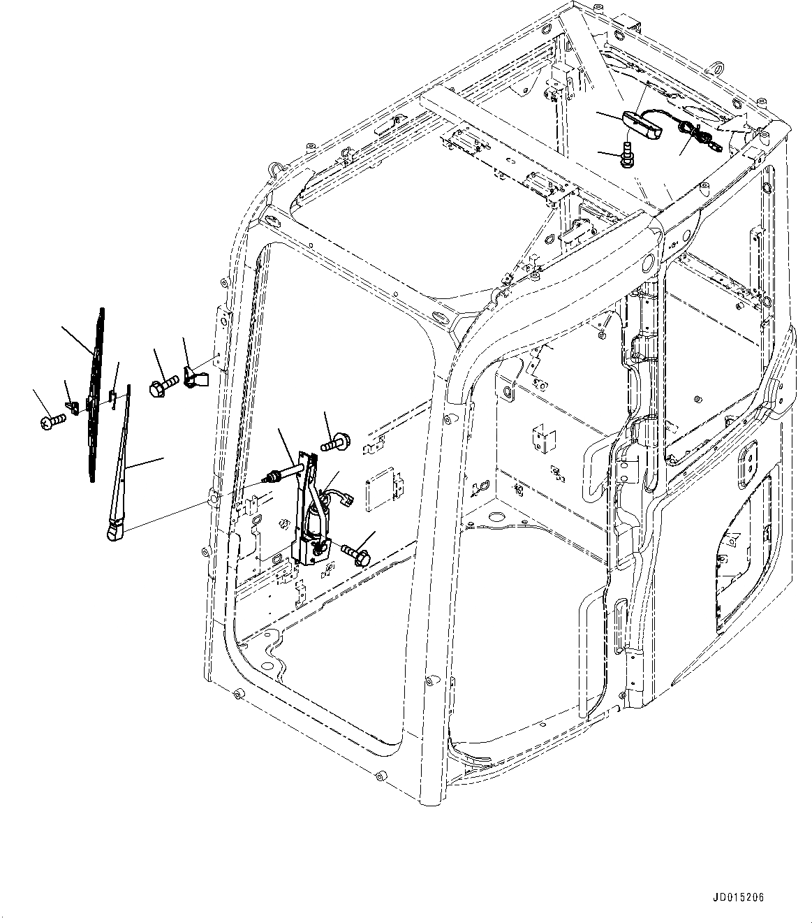 Схема запчастей Komatsu PC78UU-8 - КАБИНА, ДВОРНИКИ И ОСВЕЩЕНИЕ (№-) КАБИНА, ДЛЯ MACHINE С KOMTRAX